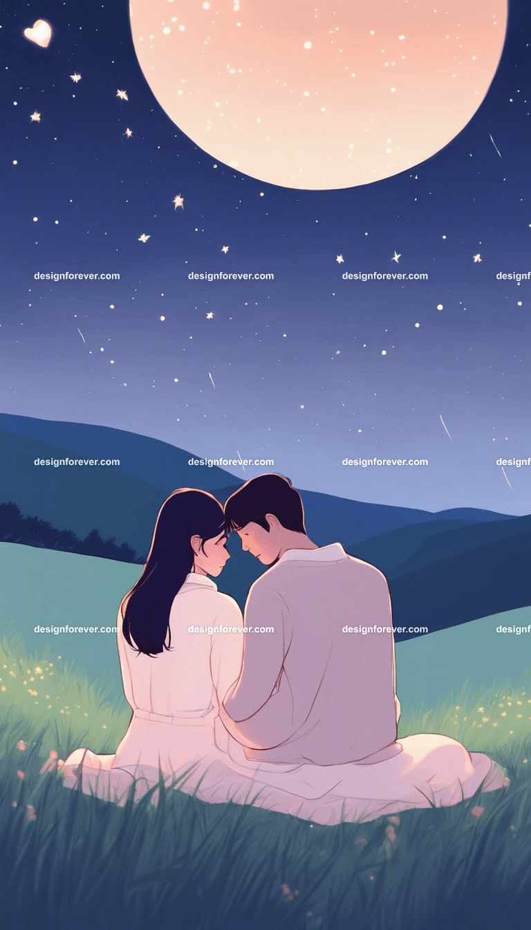 couple on hillside evening