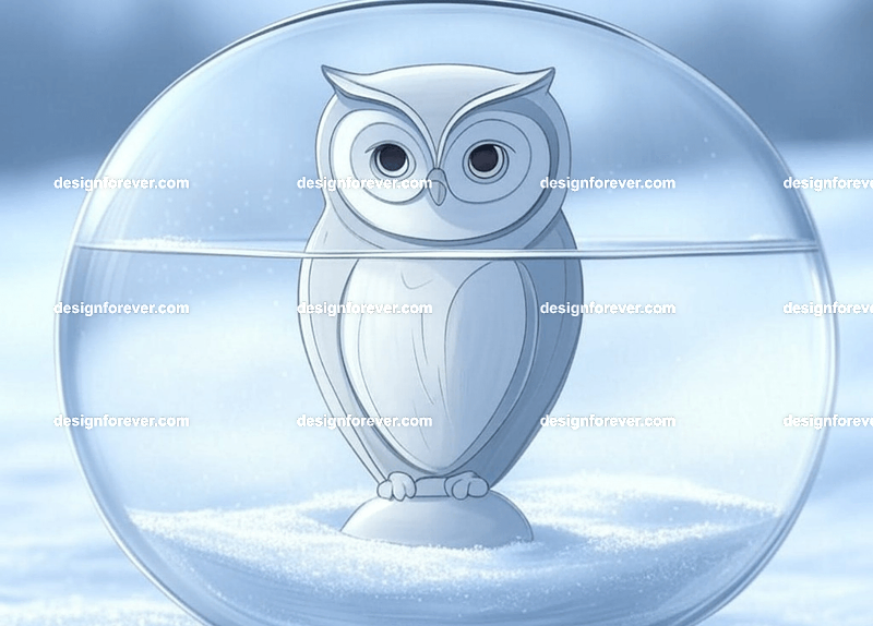 owl in glass bowl