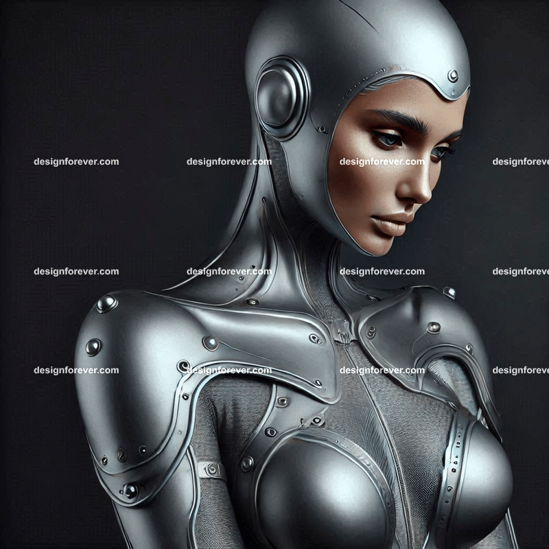woman in matt silver lycra armored suit