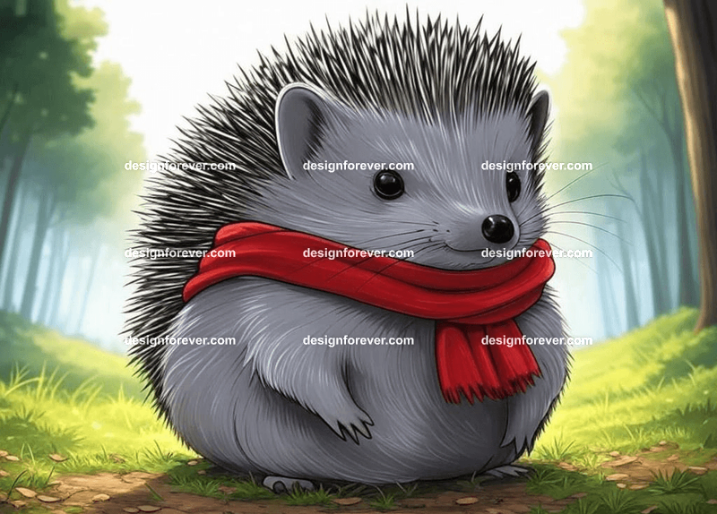 hedgehog as aristocrat with red scarf