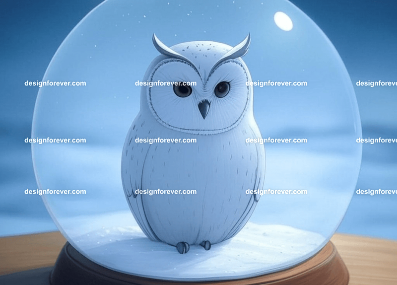 owl in glass bowl