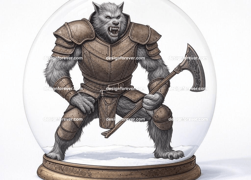 Werewolf clad in leather armor with an axe