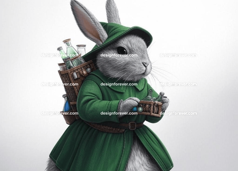 Crafty rabbit in medieval attire