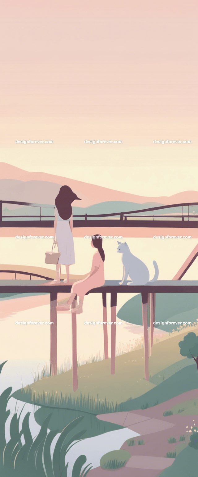 teen girl with a girl friend on tree branch of big old tree looking down at river