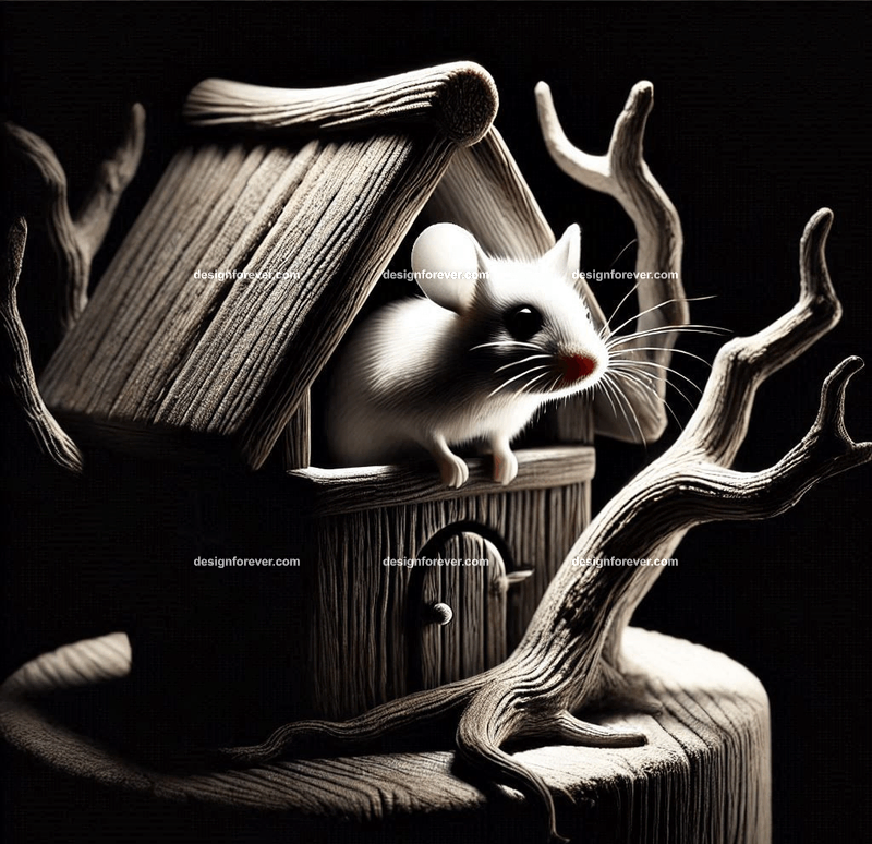 mouse within a tree in a small house