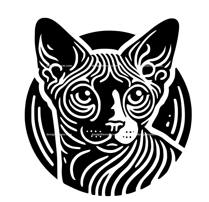 Cornish Rex cat graphic logo