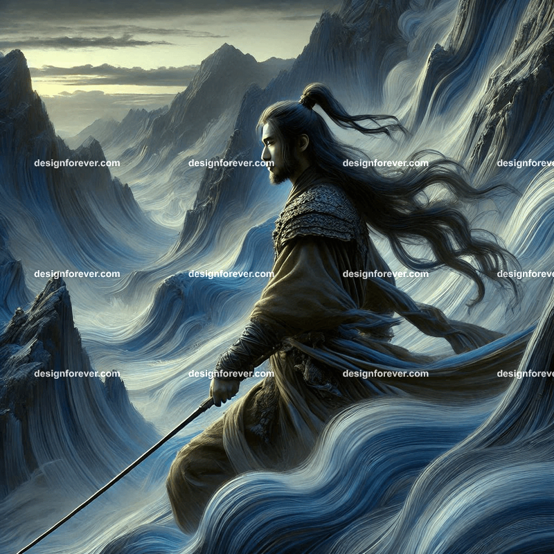 wuxia warrior in the mountains