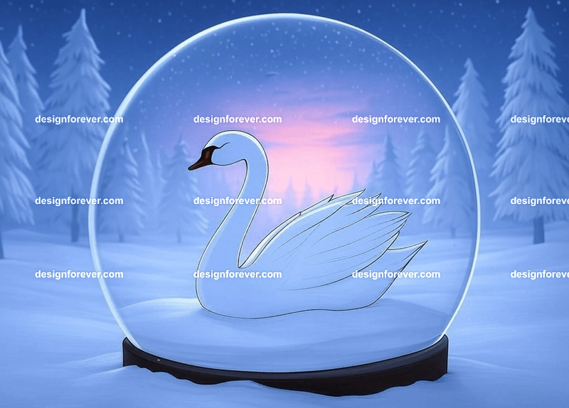 swan in crystal ball glass orb