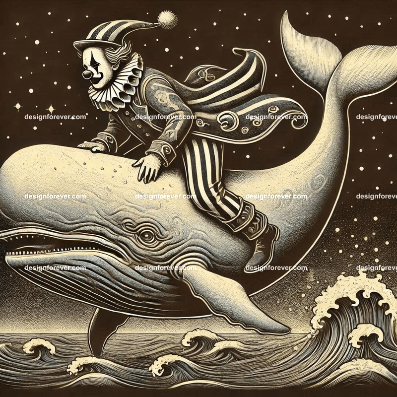 the clown riding the whale