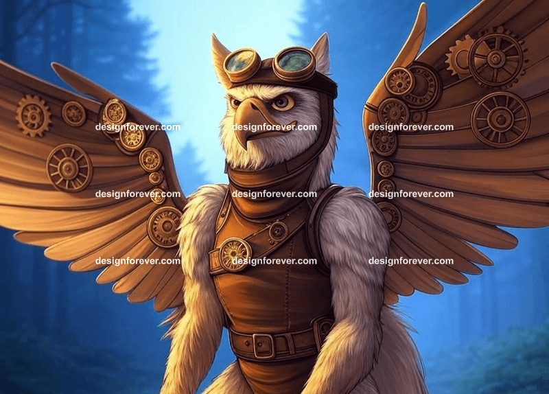 Griffin dressed as a steampunk aviator