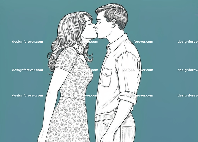 man kissing woman