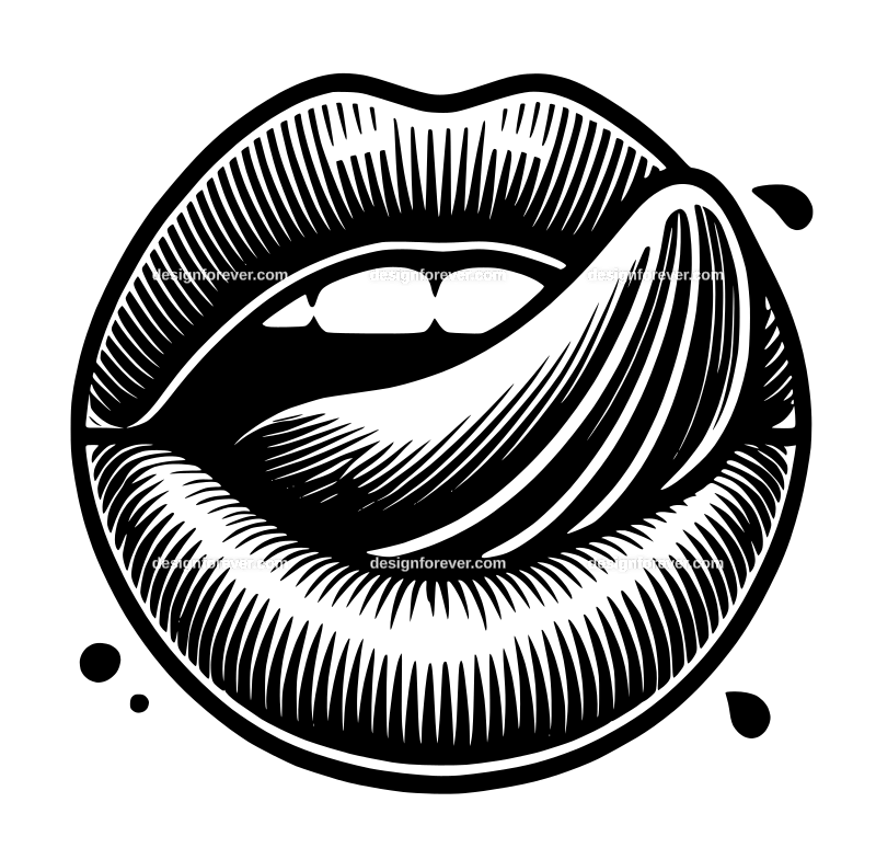 sexy lips licking graphic logo