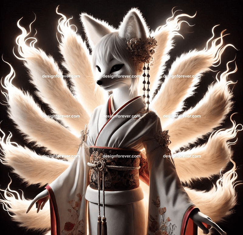 Kitsune in a silk kimono