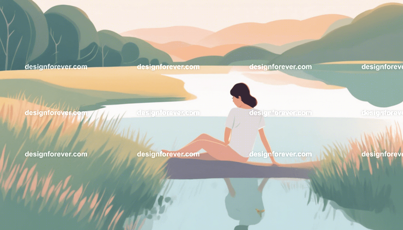 young woman at pond