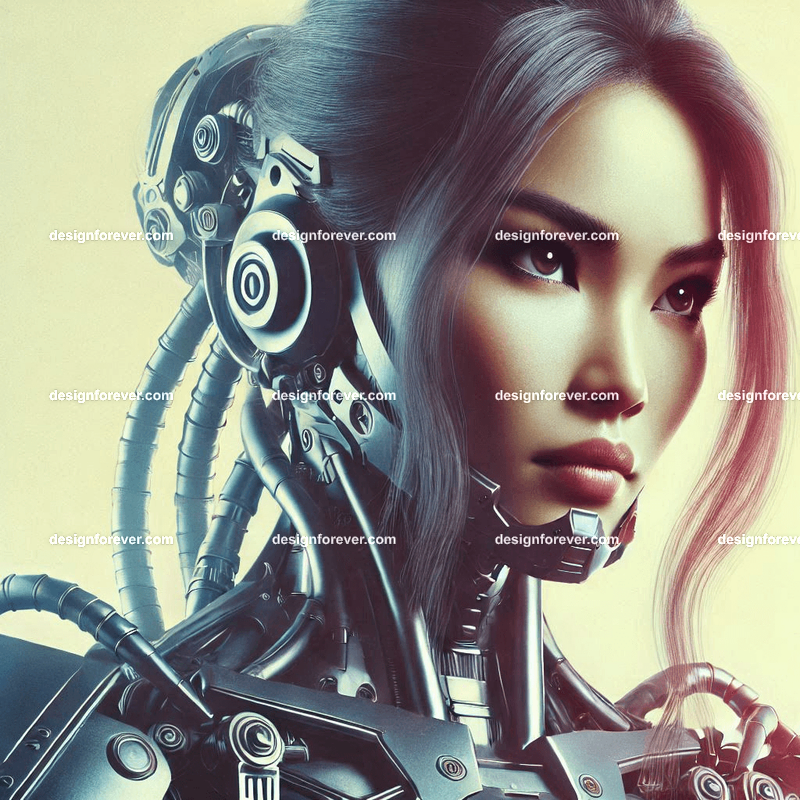 fierce woman in mobile suite armor like robotech