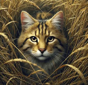 a cat camoflauge within grass