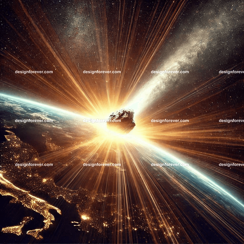 comet crashing onto earth view from space