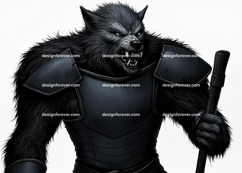 Werewolf clad in leather armor with an axe