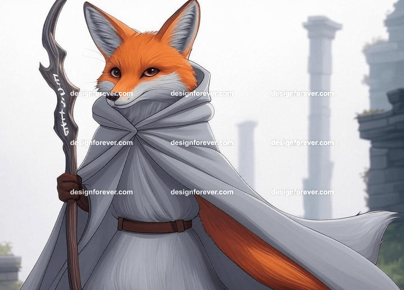 Cunning fox in a flowing cloak