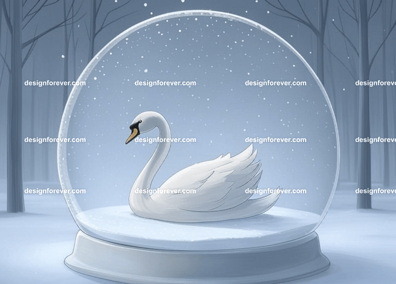 swan in crystal ball glass orb
