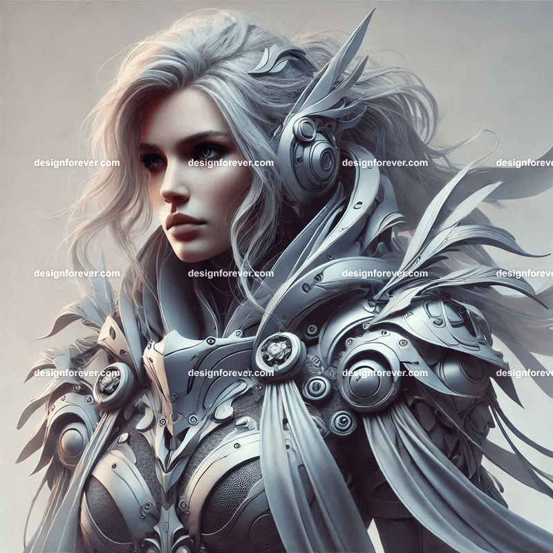 fierce woman in mobile suite armor