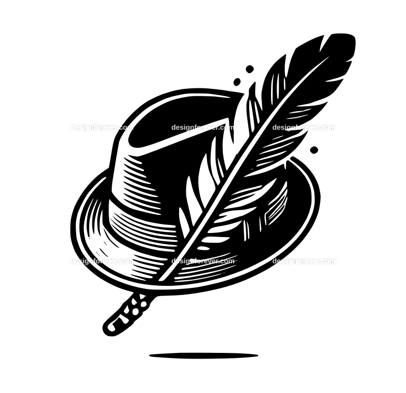 jazz hat with feather graphic logo