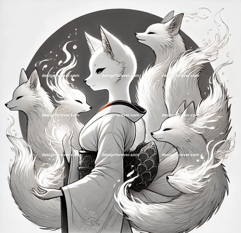 Kitsune in a silk kimono