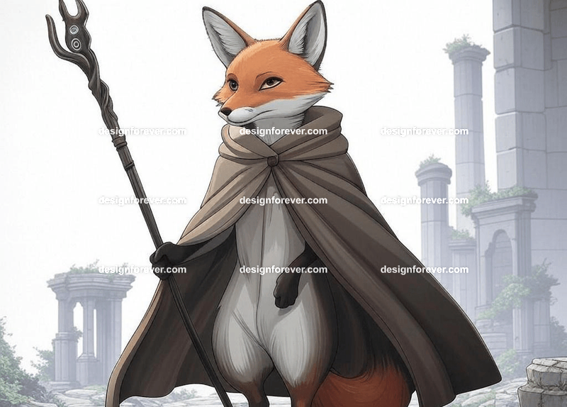 Cunning fox in a flowing cloak