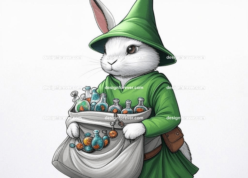 Crafty rabbit in medieval attire