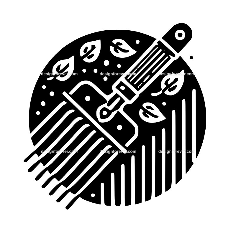 garden rake graphic logo