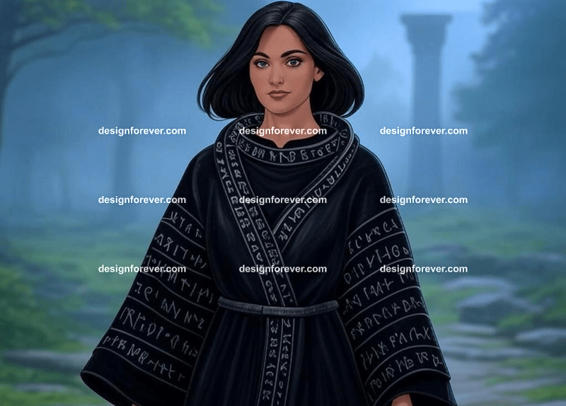 raven with ancient runes