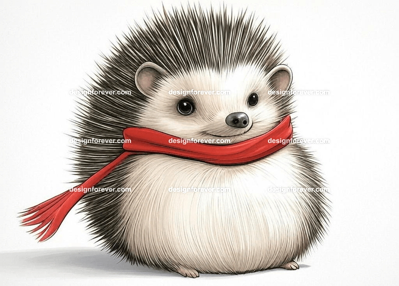 hedgehog as aristocrat with red scarf