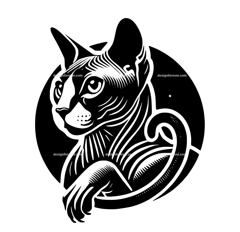 Peterbald cat graphic logo