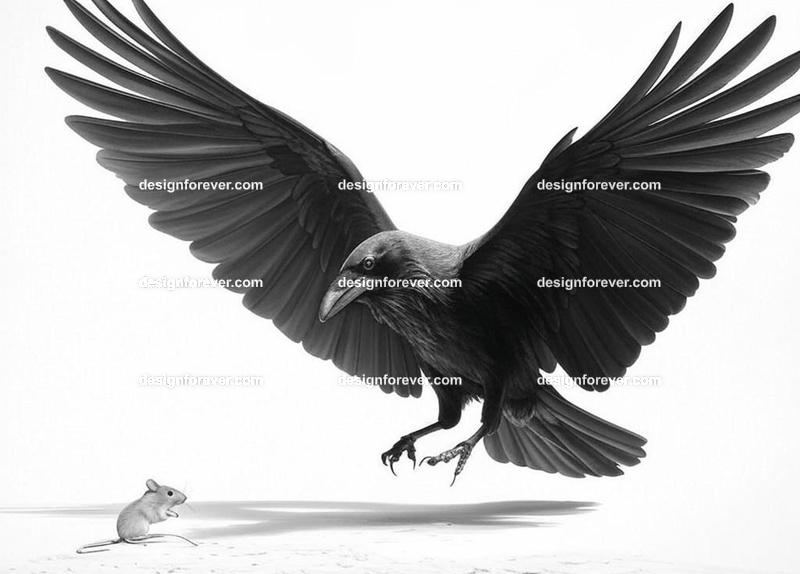 raven swooping flying