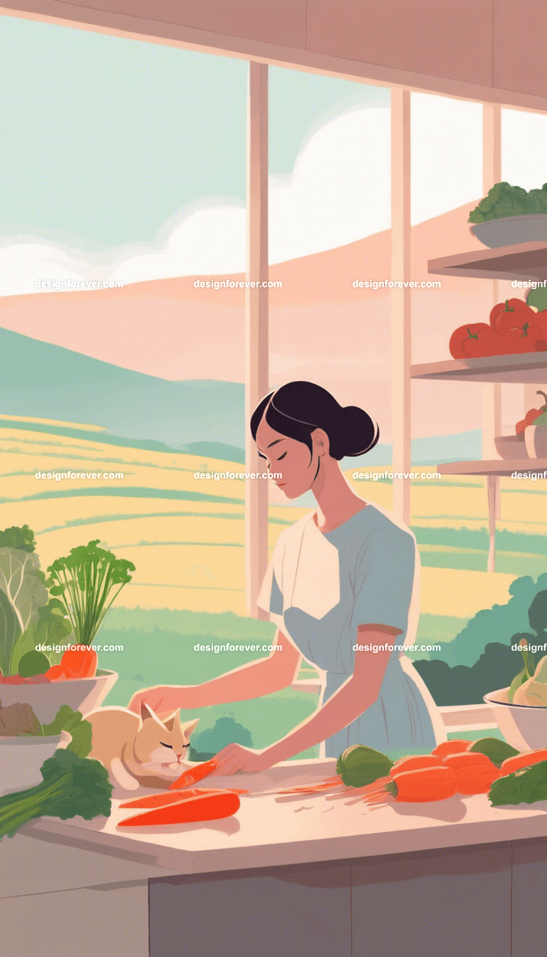 young woman cooking pork