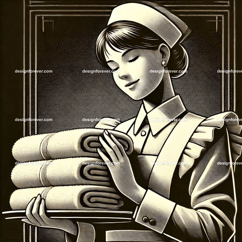 the hotel maid with towels
