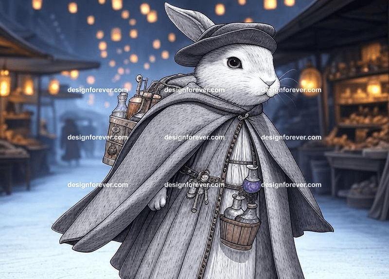 rabbit in a in a bustling market