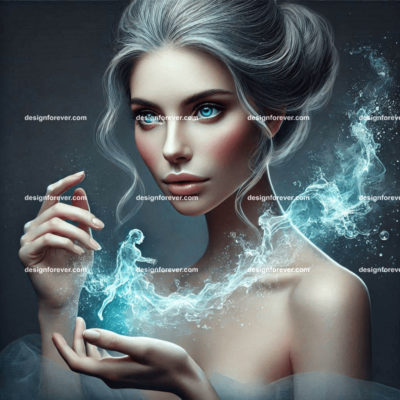 sorceress with magical water dress