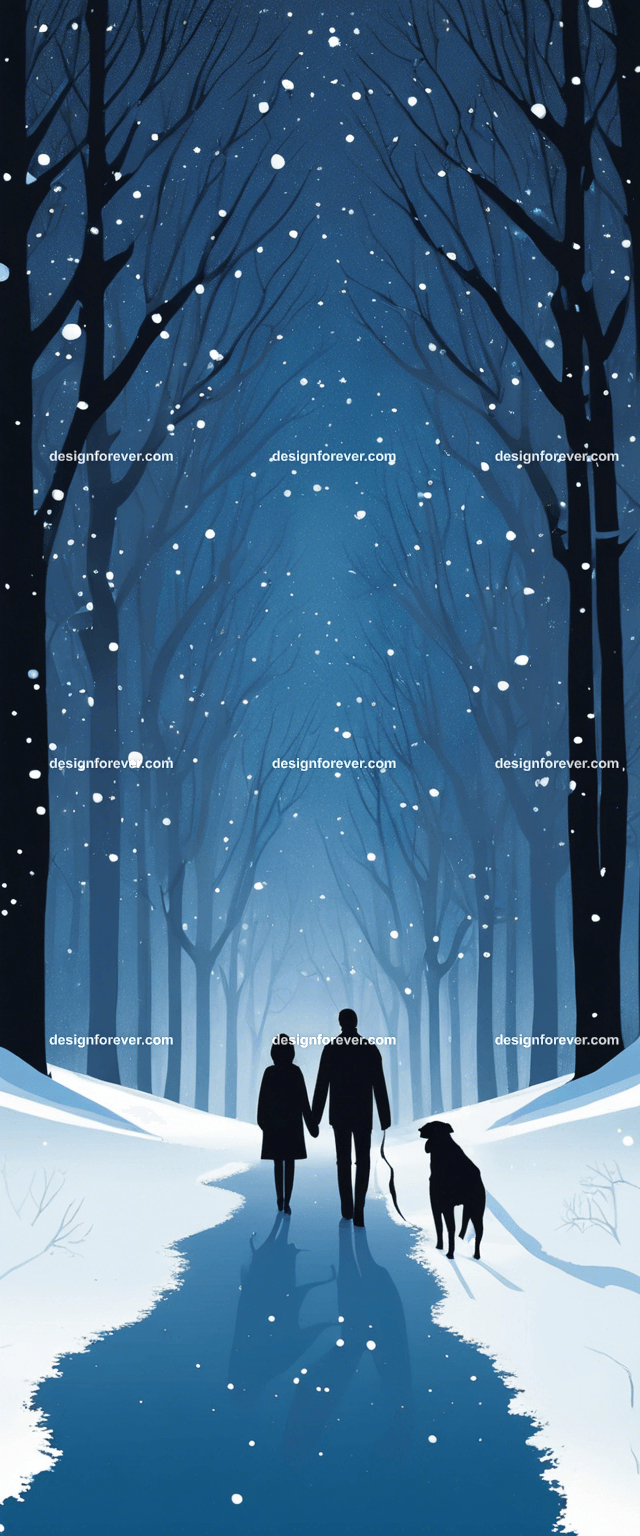 a couple walking dog evening