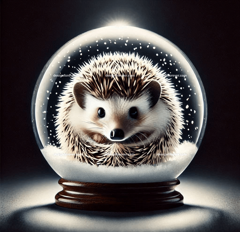 hedgehog in a snow globe