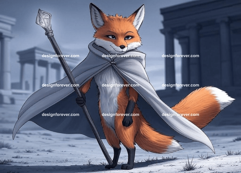 Cunning fox in a flowing cloak
