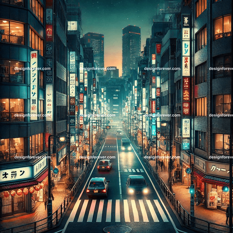 streets of tokyo from manga at night