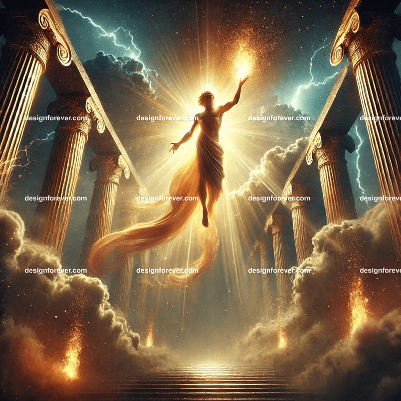 Prometheus descending from Mount Olympus in ultra