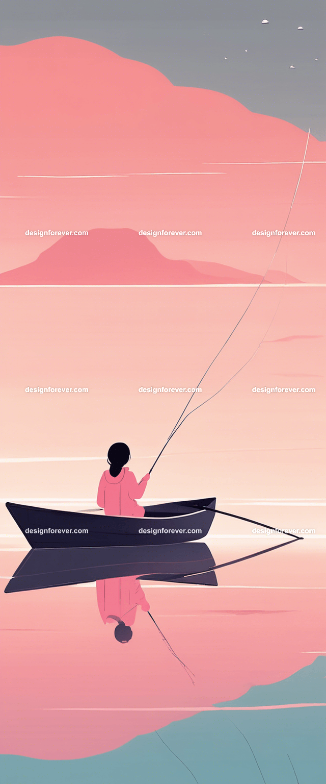 young woman on kayak on calm lake deep dark blue evening sky with stars
