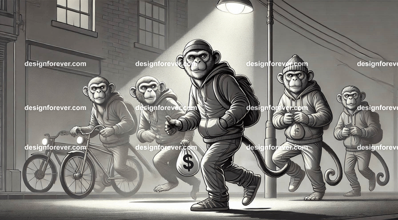 Anthropomorphs pigeons as street vendors
