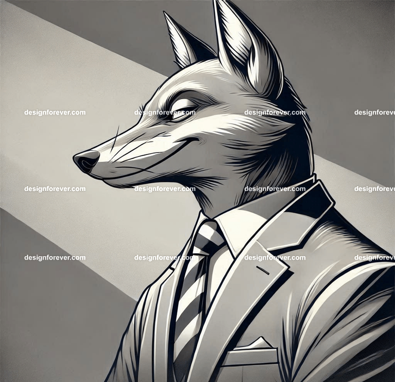 A satirical depiction of a fox in a suit representing cunning businesspeople