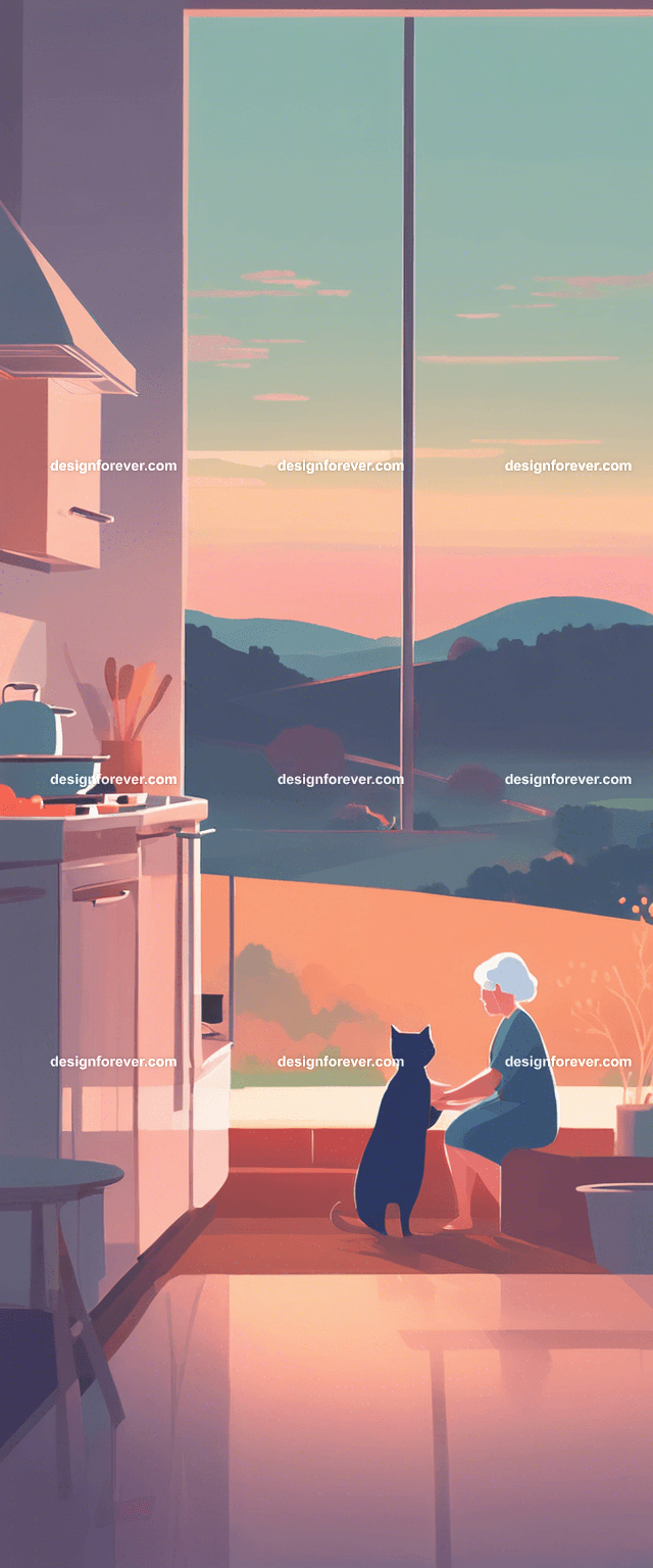 grandmother with child cooking in kitchen evening time with dark sky