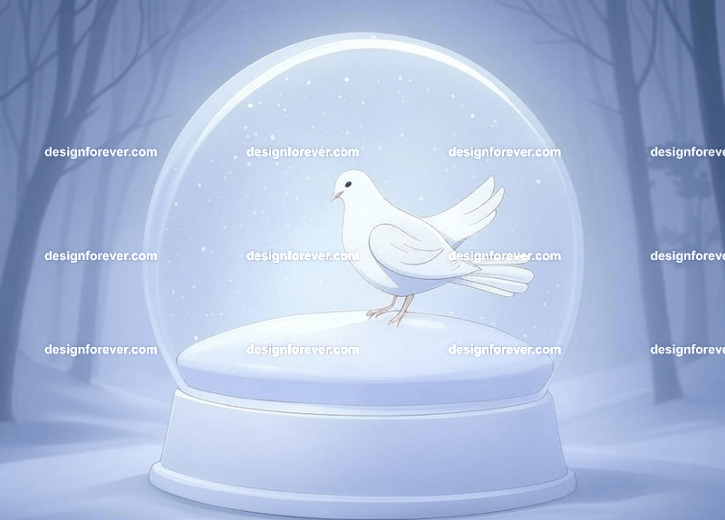 dove in crystal ball glass orb