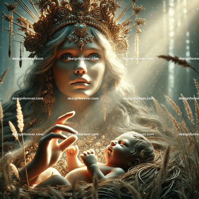 The birth of goddess in forest