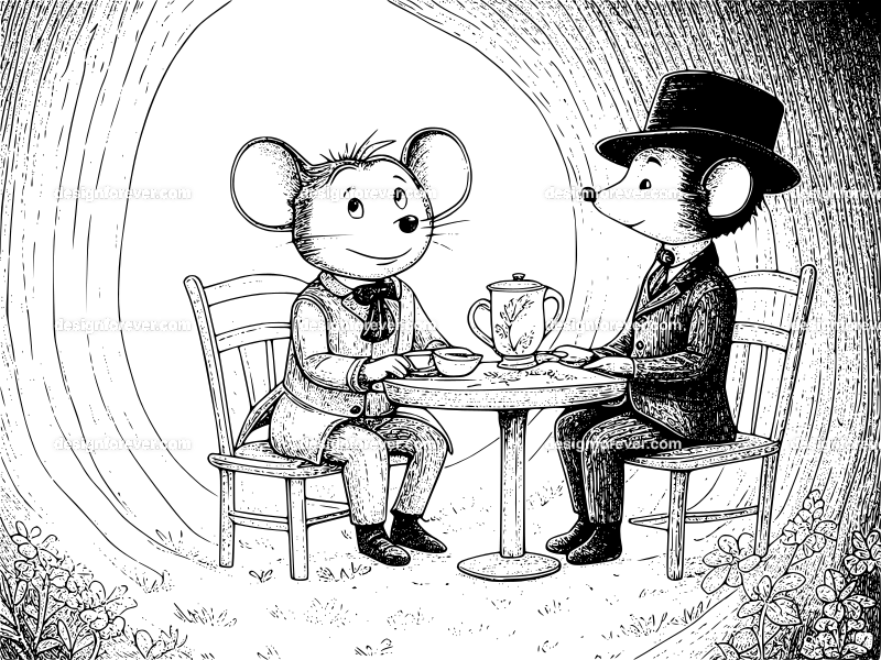 mr mouse having tea with friend